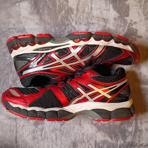 Asics Other - Asics Gel-Nimbus 15 Mens 8.5 Running Shoes Red Black Silver T3B0Q FluidRide Y2K